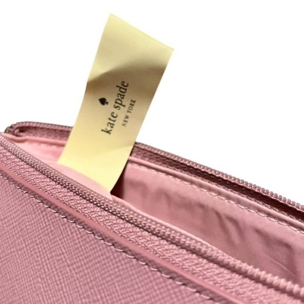 KATE SPADE Greta Court Little Shiloh Sparkle Cosmetic Bag Dusty Rose Peony - Picture 6 of 10